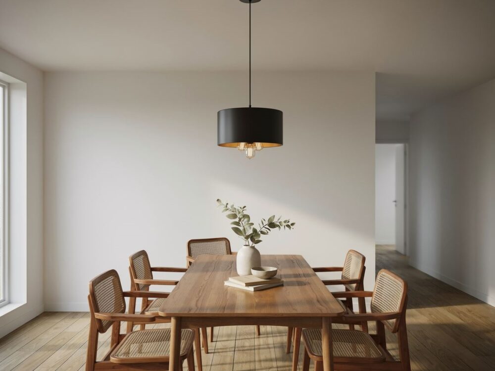 lampa wisząca nad stołem
